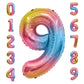 Number Balloon, Number 9 Balloon, 9 Balloon 40 Inch, Rainbow Gradient Number Balloons, 9 Balloon Number, 9Th Birthday Decoration