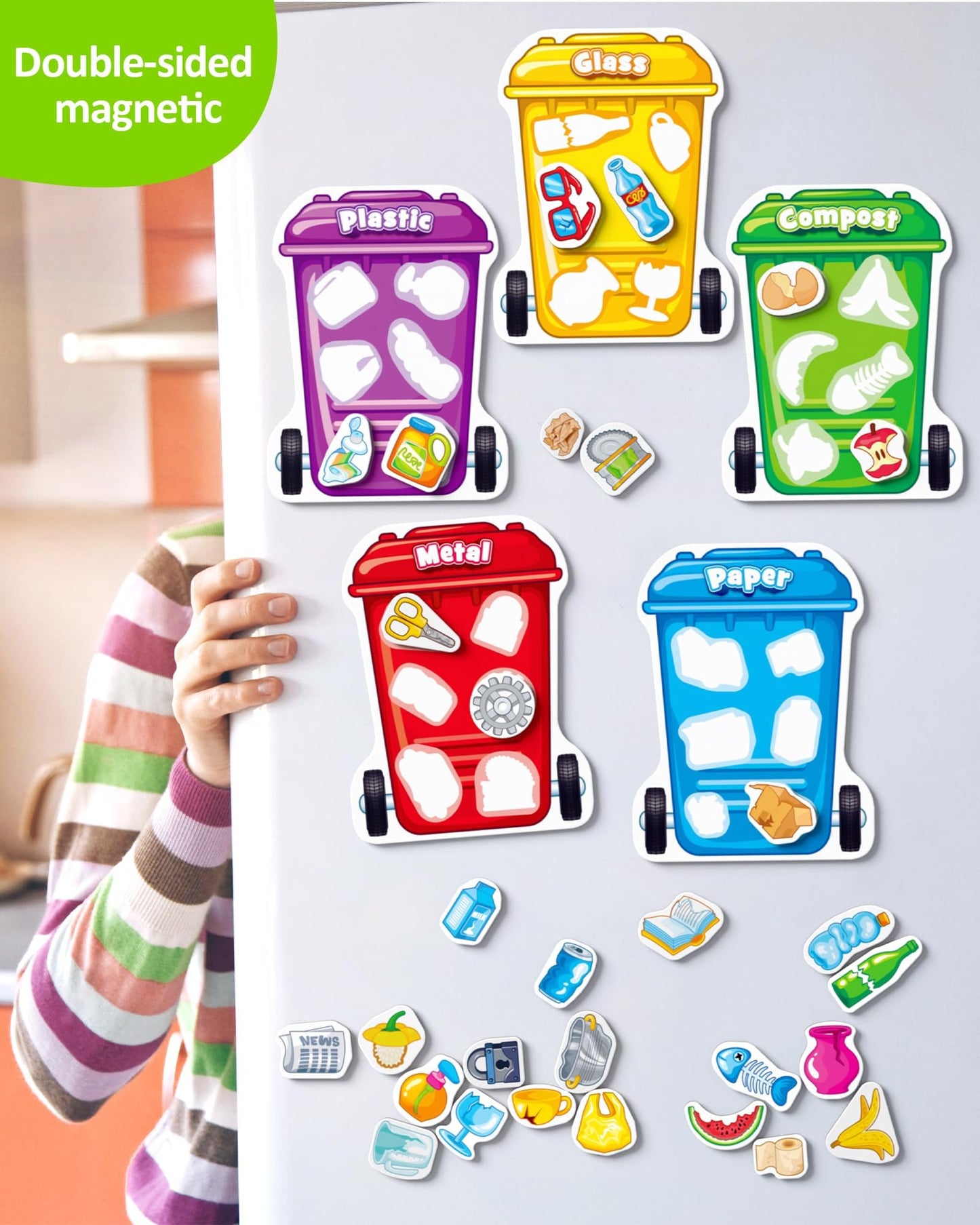 Coogam Montessori Magnetic Garbage Recycling Toy - Educational Sorting Game, 6 x 8 x 2 inches, Cardboard, Model puzzle175-EU
