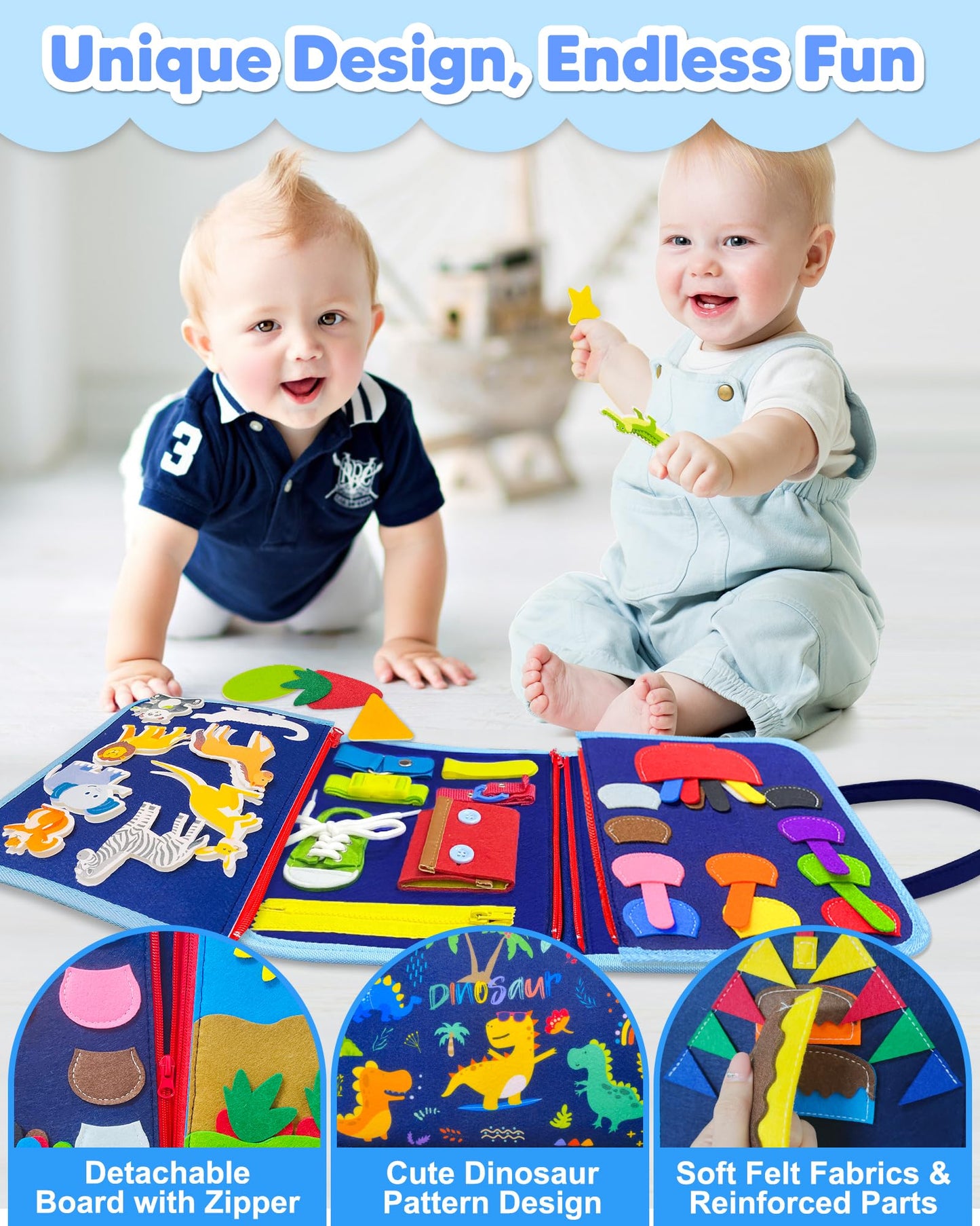 Exorany Busy Board Montessori Toys For 1 2 3 4 Year Old Boy Birthday Gifts, Busy Book Sensory Learning Toys For Toddlers 1-3 2-4, Toddler Boy Travel Educational Activities