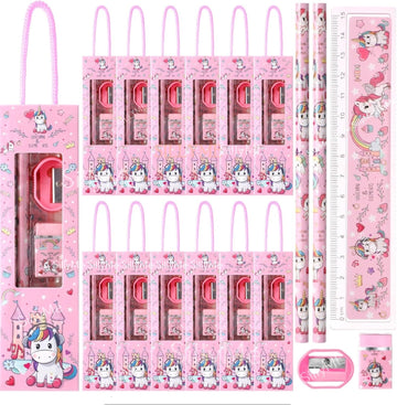 12Pcs Of Unicorn Stationery Set For Navratri Gifts For Kanya Return Gifts Birthday Party For Kids - Pencil , Scale , Eraser Kanj