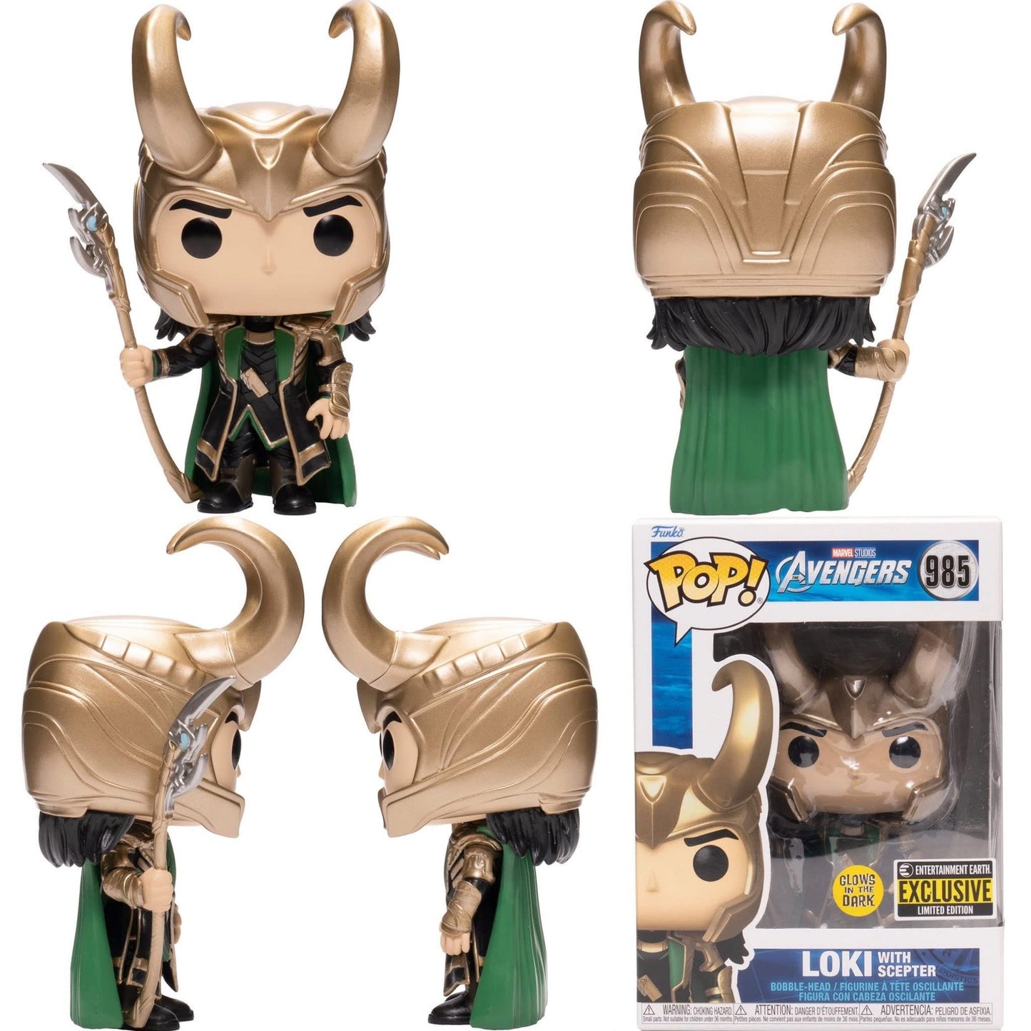 POP Marvel: Loki with Scepter (Glow in The Dark) Entertainment Earth limited availability Funko Vinyl Figure (Bundled with Compatible Box Protector Case) Multicolored 3.75 inches