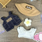QIUTIMIY Clothes for Doll 17cm Doll Clothes 4-Piece-Set Doll Clothes enhanced Doll Outfit with Accessories-Hat+T-Shirt+Overalls+Corsage(NO Doll Included)