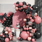 Dusty Pink And Black Balloon Arch Kit, 112 Pcs Pink Rose Gold And Black Balloons Garland With Rrose Gold Confetti Metallic Rose