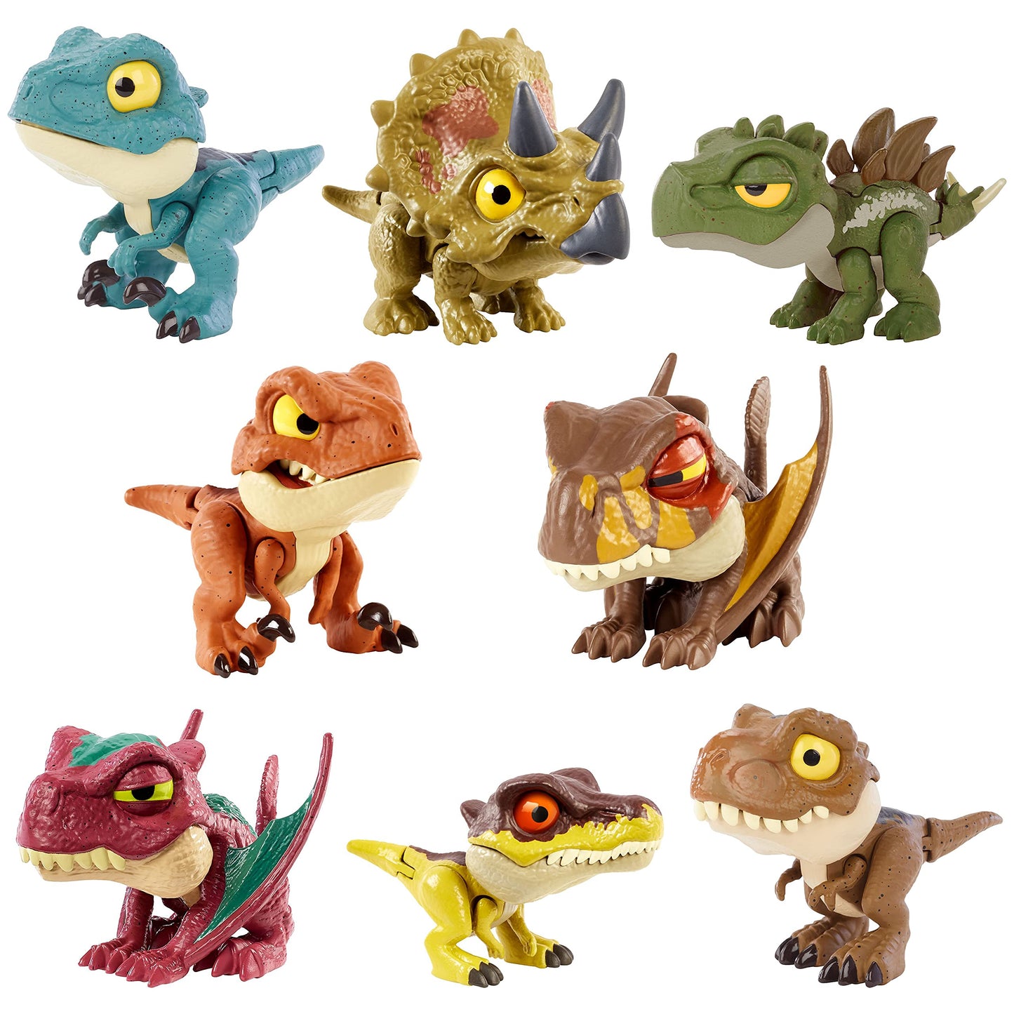 Jurassic World Snap Squad Bundle - Assorted 4 Plastic Dinosaur Figures, Model GXW58