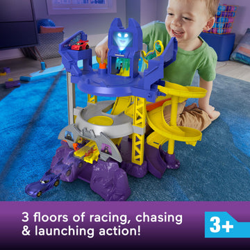 Fisher-Price Dc Batwheels Toy Car Race Track Playset, Launch & Race Batcave With Lights & Sounds, Bam The Batmobile & Redbird Ve