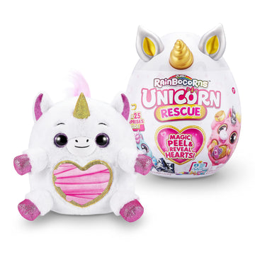 Rainbocorns Unicorn Rescue Surprise (White) By Zuru, Collectible Plush Stuffed Animal, Egg Toys, X-Ray Sticker Pack, Magical Slime, Headband, Ages 3+ For Girls, Children (Daxelle The Unicorn Plush)