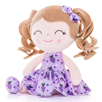 Gloveleya Baby Dolls Soft Snuggly First Baby Girl Gifts Soft Doll For Girls With Grape Printed Dress 12Inches Fruit Series