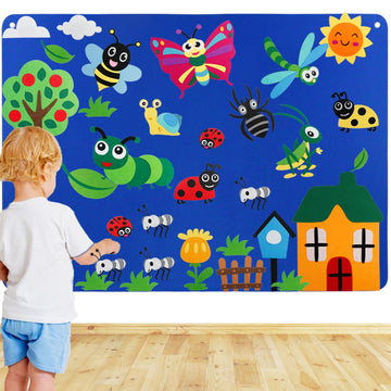 Craftstory Insects & Bugs Flannel Felt Story Board For Toddlers Learning Activities 3.5 Ft Sensory Busy Board With Caterpillar B