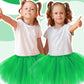 5 Layered Tutu Skirt For Kids Tulle Tutu Skirt With Tube Socks Princess Runners Costumes Cosplay For Girls Kids (Green,Kid)