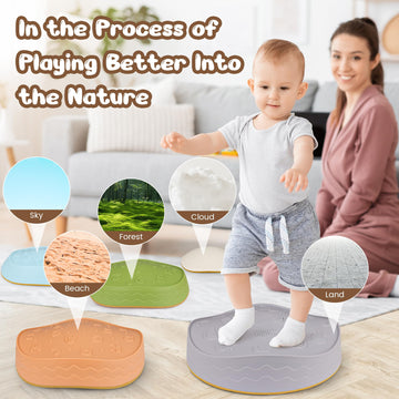 Stepping Stones For Kids, Sensory Stepping Stones For Toddlers, 7 Pcs Non-Slip Kid Stepping Stones For Promoting Toddler'S Balan