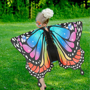 Rektak Butterfly Wings For Girls, Butterfly Costume For Halloween Party Kids Fairy Wing With Mask And Headband(Rainbow-2)