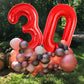 40 Inch Red 30 Number Balloons, Jumbo Foil Balloons For 30Th Birthday Party Decorations Supplies / 30Th Anniversary Event