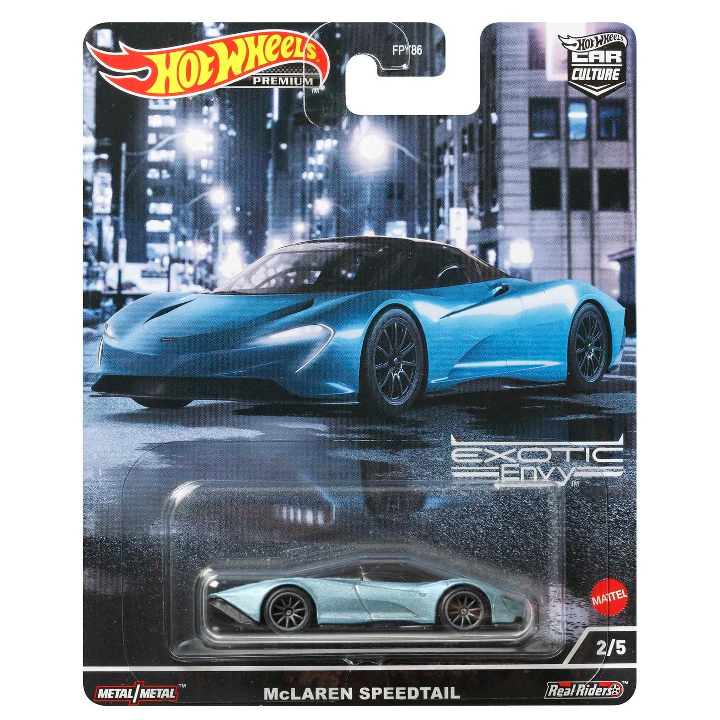 McLaren Speedtail Blue Metallic with Black Top Exotic Envy Series Diecast Model Car by Hot Wheels -Like New