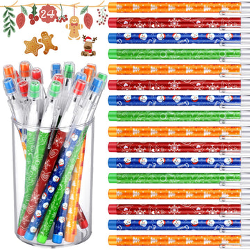 Christmas Stacking Pencils Set Christmas Multi Point Stacking Pencils with Eraser, Funny Christmas Pencils Winter Themed for Sch