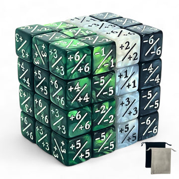 Luck Lab Mtg Magic Life Counter Dice - 48 Pcs Compatible W/Magic Card Game Accessories, Ccg Creature Stats W/ 2 Dice Bags (Green