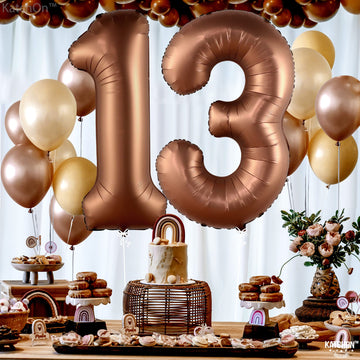 Katchon, Coffee Brown 13 Balloon Numbers - Giant, 40 Inch | Steer Balloons, Number 13 Balloons, 13Th Birthday Decorations For Girls | Safari Number Foil Balloons | 13Th Birthday Decorations For Boys