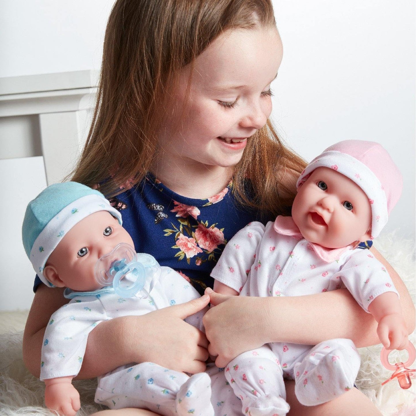 JC Toys - La Baby | Caucasian 16-inch Medium Soft Body Baby Doll | Washable | Removable Purple Outfit w/Hat and Pacifier | for C