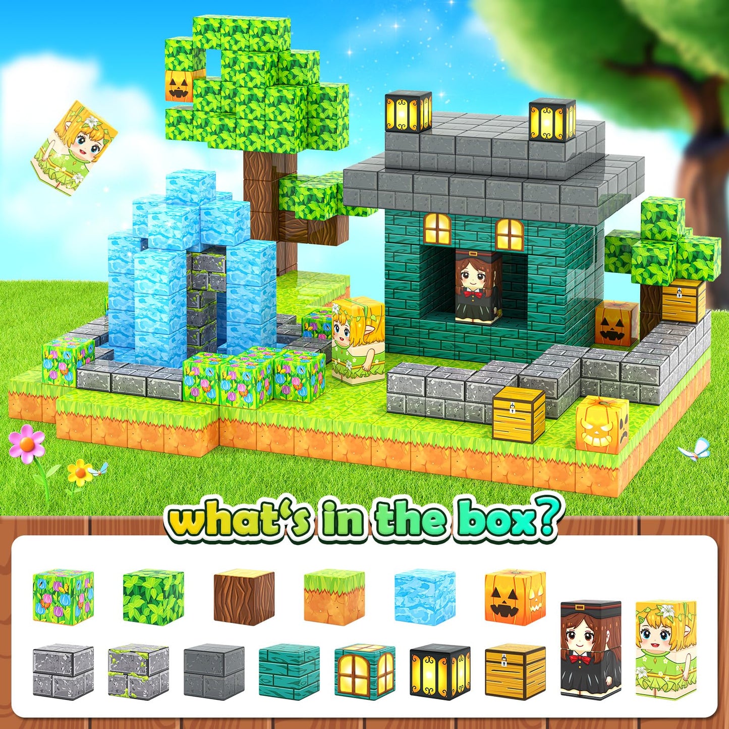 Large Magnetic Blocks Kids Building Toys Mine Magworld Magic Enchanted Building Craft 1'' Cubes, Construction Sensory Toys For 3