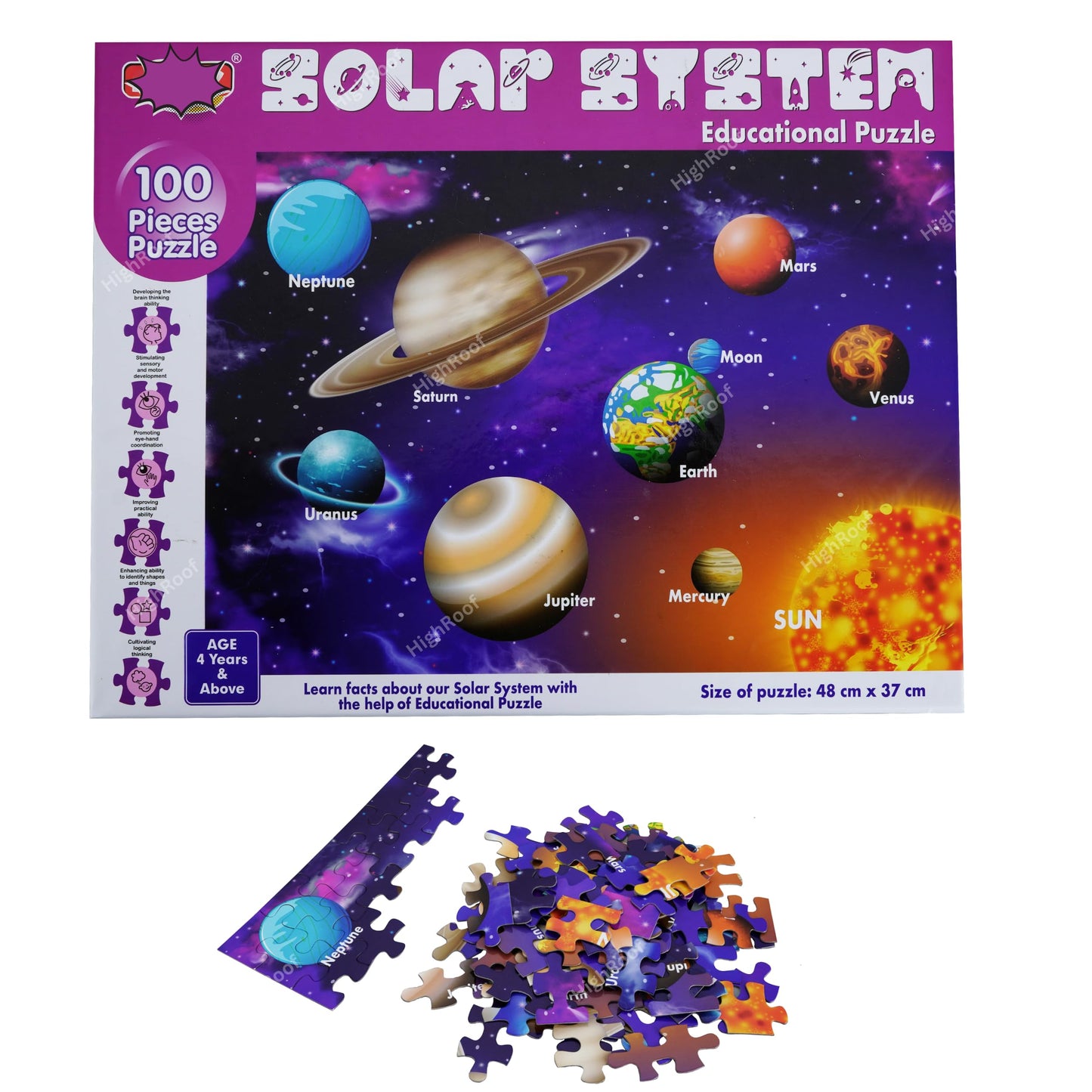 Highroof Wooden Solar System Fun Jigsaw Puzzle For 3+ Years Educational Games For Kids (100 Pieces)