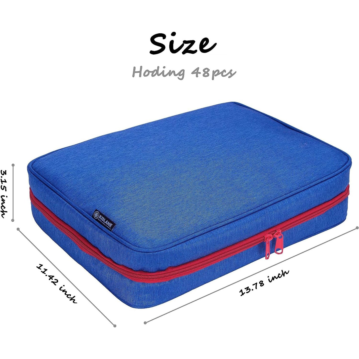 KISLANE Car Storage Case Organizer for 48 Die-Cast Vehicles, Portable 1:64 Scale, 13.78x11.42x3.15 inches, Blue, Model KL