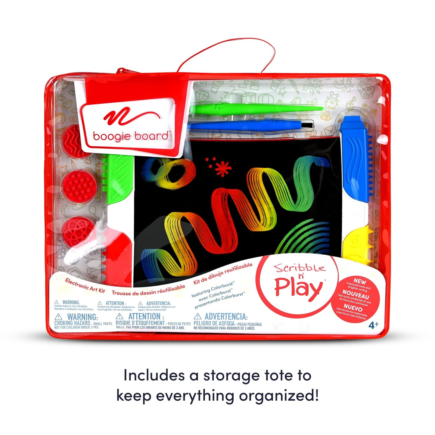 Boogie Board Scribble n Play Authentic Reusable Kids Drawing Board Creativity Kit, Includes Doodle Board with Color Burst, Insta