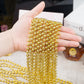 SHAOQINLIN 144 Pcs Gold Mardi Gras Beads, 33'' 7 mm Metallic Gold Bead Necklaces Round Party Beads Necklaces Bulk for Mardi Gras