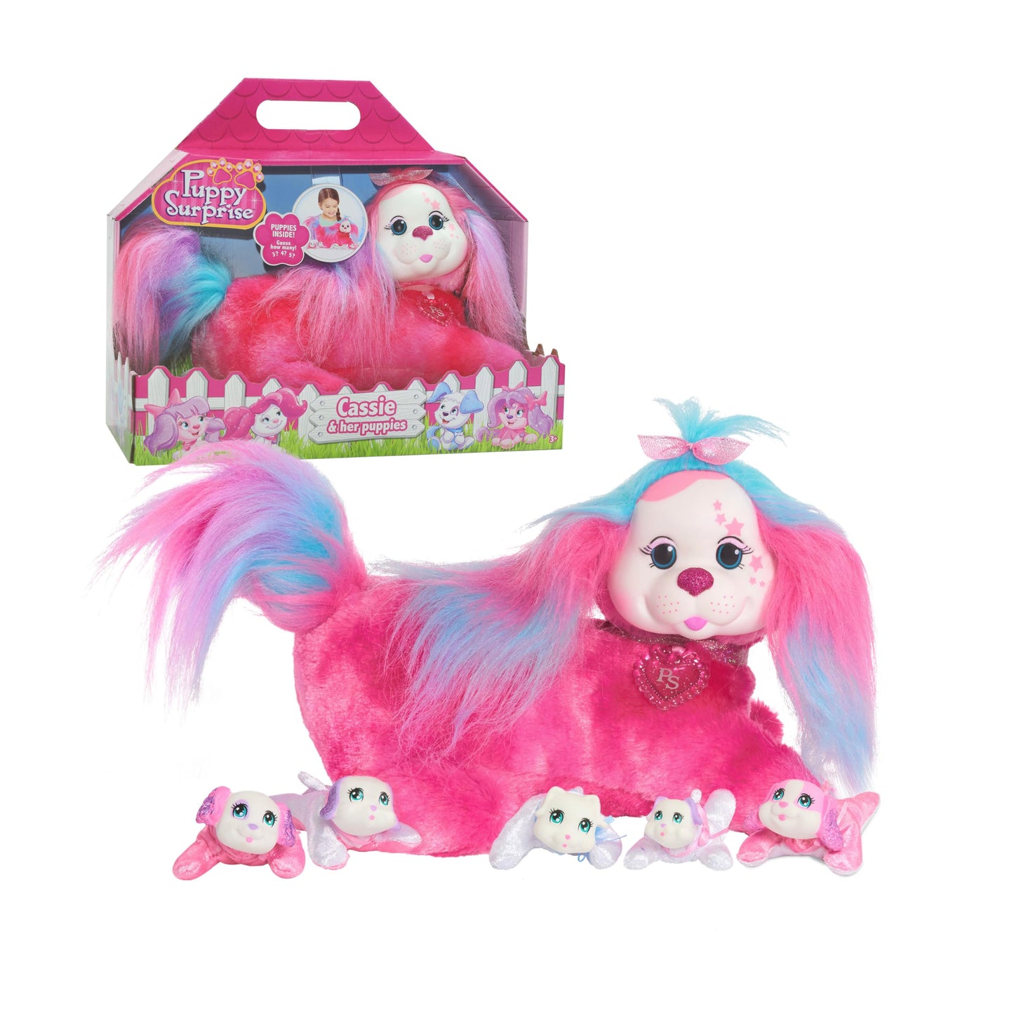 Puppy Surprise Cassie, Pink, Stuffed Animal Dog And Babies, Toys For Kids, Kids Toys For Ages 3 Up By Just Play