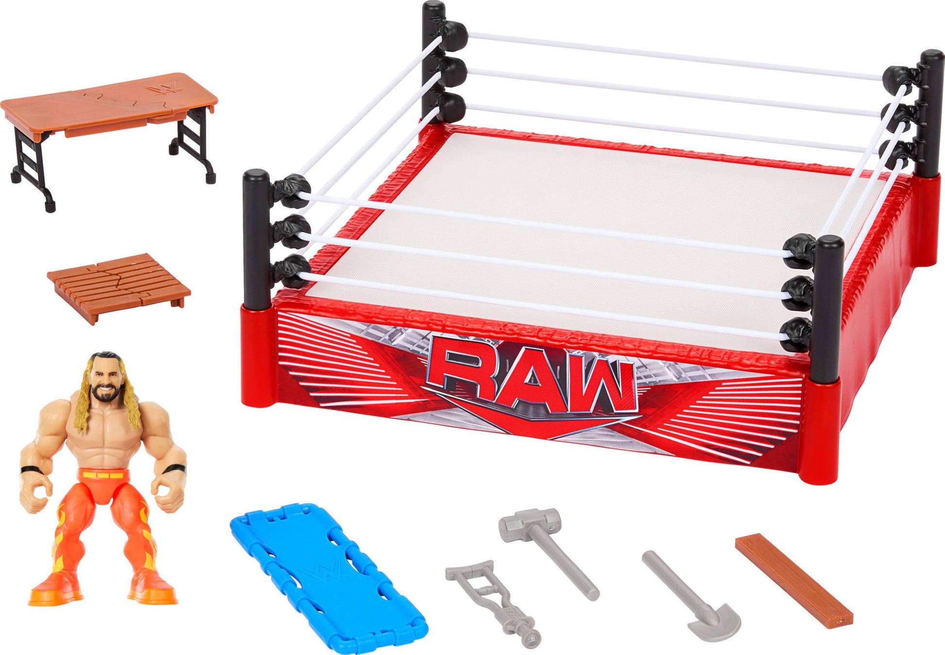 Mattel WWE Knuckle Crunchers Rebound Ring Playset  Includes 2.5-inch Seth Rollins Action Figure with Crunching Joints  Accessories & Flex Mat Technology-New
