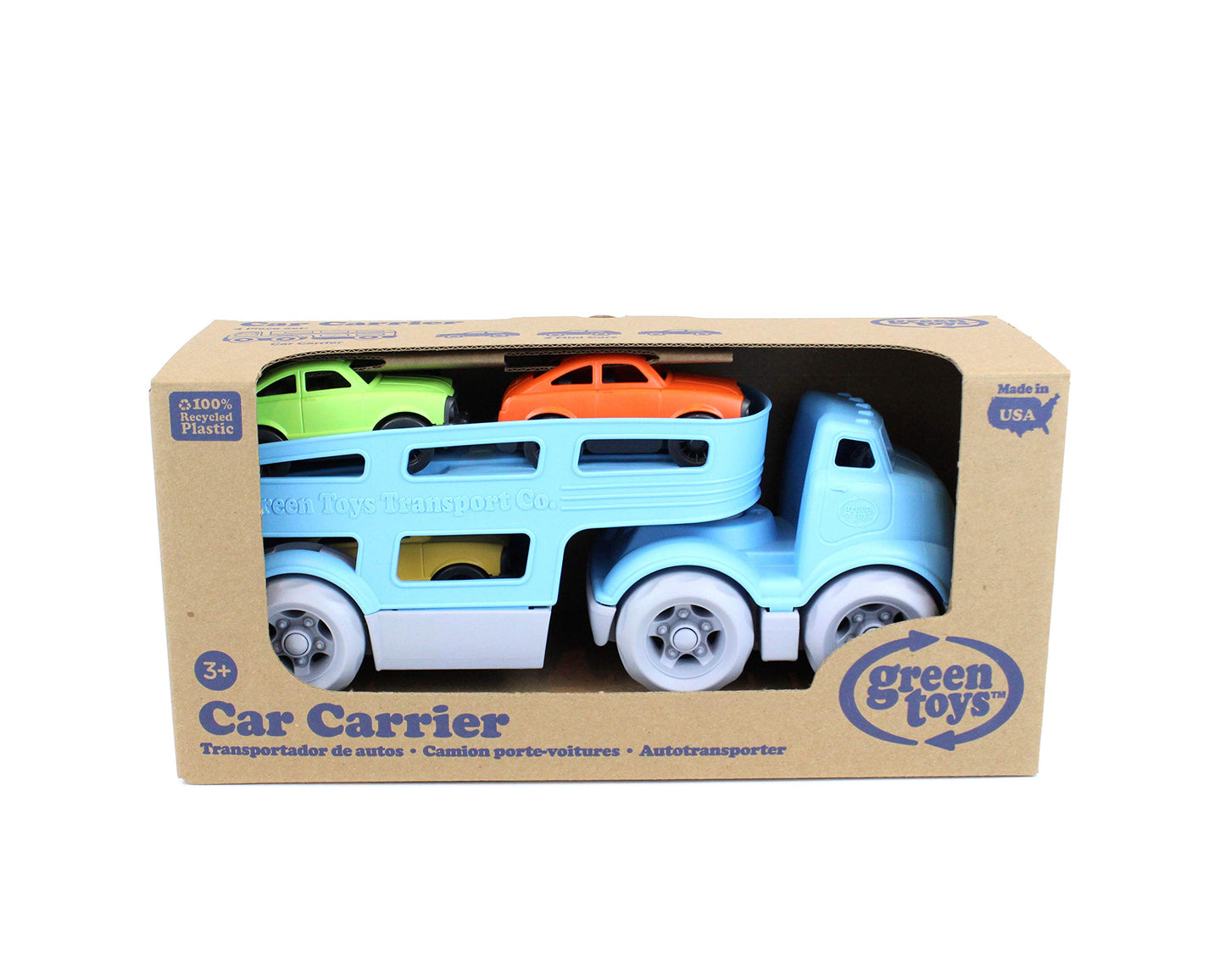 Green Toys Car Carrier, Blue - Pretend Play, Motor Skills, Kids Toy Vehicle. No BPA, phthalates, PVC. Dishwasher Safe, Recycled