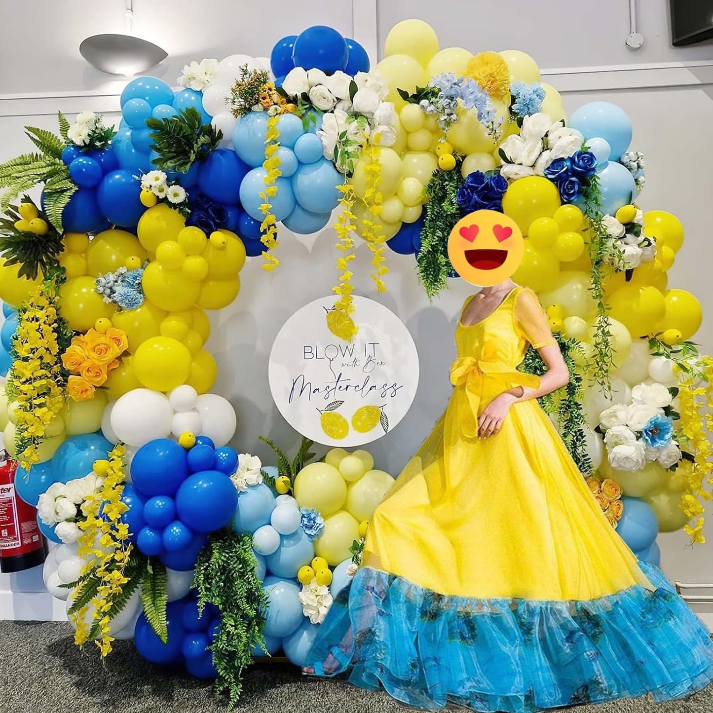 Blue And Yellow Balloon Arch Kit, 105 Pcs Royal Blue White Yellow Balloon Garland Kit Yellow Light Blue Latex Party Balloons For