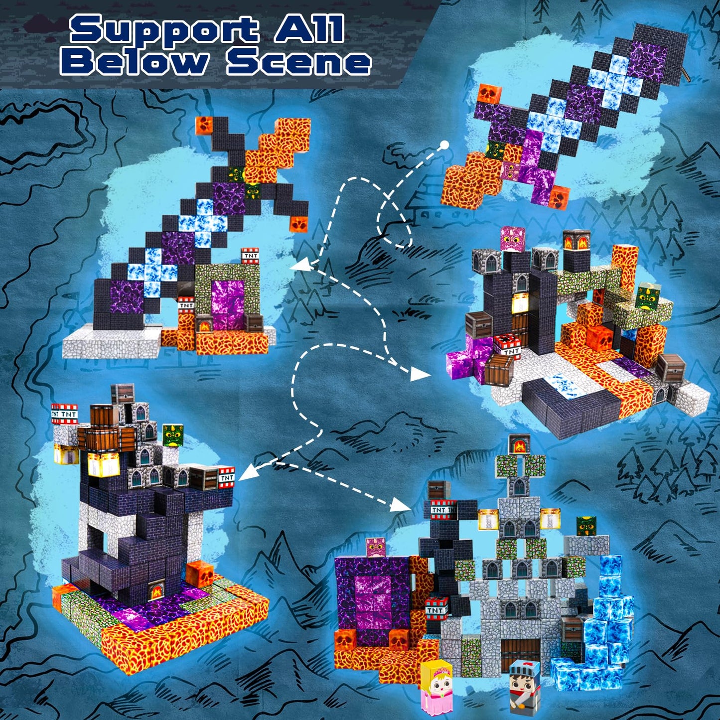 Goody King 150 Pcs Magnetic Building Blocks Montessori Magnetic Toys, Build Magnetic Dark Castle Set, Stem Toddler Sensory Building Blocks For Toddler Boys Girls 3 4 5 6 7 8 9 10Th Birthday Gift