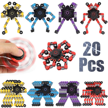 20Pcs Robot Fidget Spinner Easter Egg Filler Stuffer Transformable Chain Toy For Kids Adults, Diy Deformable Fidget Bulk, Hand S