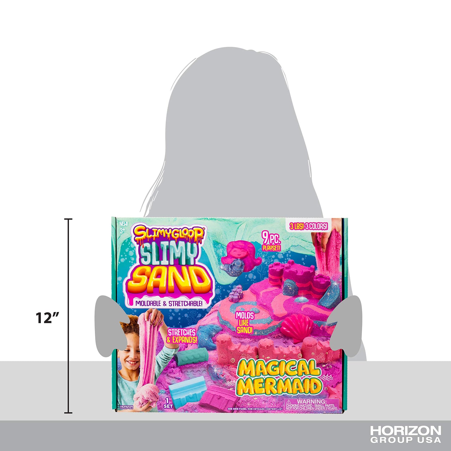SLIMYSAND Slimy Sand Magical Mermaid, 3 lbs Stretchy Play Sand in Purple, Blue Glitter & Pink, Ages 3+