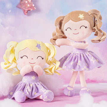 Gloveleya Baby Dolls Soft Snuggly First Baby Girl Gifts Soft Doll For Girls With Star Printed Purple Dress 12Inches Galaxy Serie