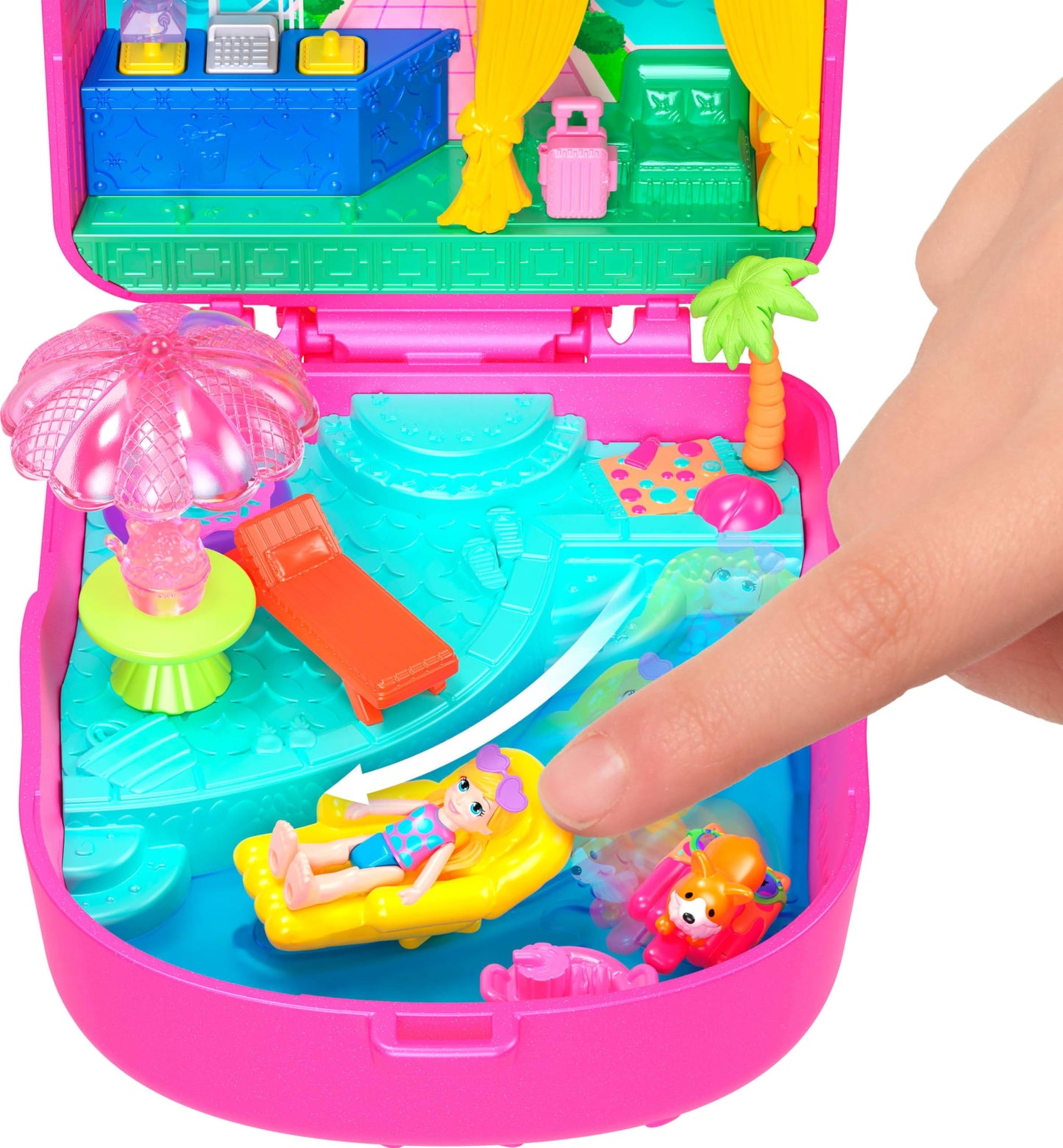 Polly Pocket Dolls and Playset, Kitty Popsicle Resort Compact, Travel Toy with 1 Micro Doll, Pet Puppy & Themed Accessories