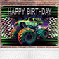 LDWLYW Truck Banner Backdrop, Green & Purple, 7x5ft Polyester Birthday Party Decorations for Boys, Cars Theme, Model 1122334455667723
