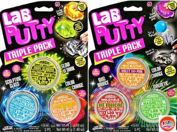 Ja-Ru Lab Putty Bundle Set Glow In The Dark Slime, Clear Putty, Bouncing Putty, Magnetic Putty, Color Changing Putty For Kids (2 Pack, 6 Units) Slime Party Favors For Kids. 9580-2P