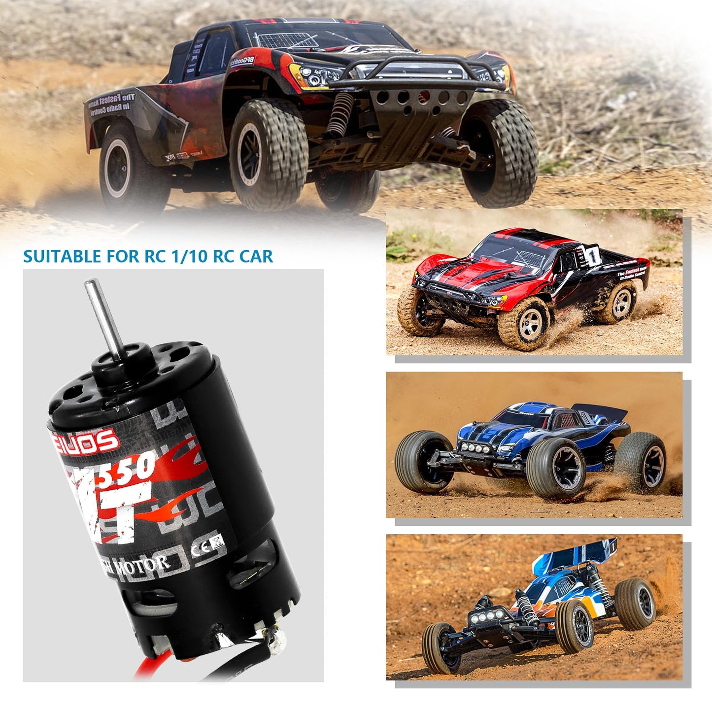 Woaeiuos 550 Brushed Motor 21T & Heatsink Combo For 1/10 Rc Truck Car Traxxas 1/10 Slash Redcat Arrma Axial Hsp Hpi Wltoys Kyosh