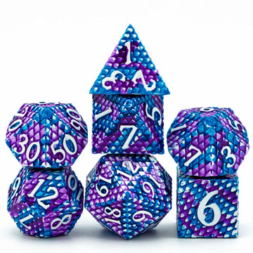 UDIXI Metal Dice Set Dragon Scale Polyhedral D&D Dice with Leather Dice Pouch for Dungeons and Dragons Role Playing Games and Ot