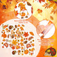 Motipuns 2 Sheet 64 Pcs Thanksgiving Gel Window Clings Fall Thick Gel Cling Removable Reusable Autumn Harvest Window Sticker Pum