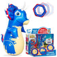 Inflatable Dudes Dinosaur 47 Inches- Kids Punching Bag| Already Filled With Sand |Triceratops Bop Bag |Ring Toss With 3 Inflatab