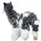 Artisan Owl Siberian Husky Marionette Puppet - Yarn Dog With Wooden Feet, Detachable Strings (Black)