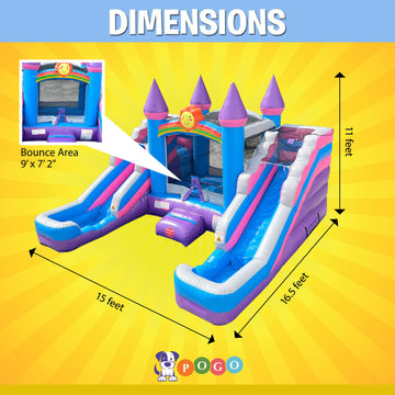 Inflatable Bounce House and Double Slide Combo Unit 16.5 x 15 x 11 Foot- Crossover Sports Combo Bouncer, Kids Outdoor Toys, Jump