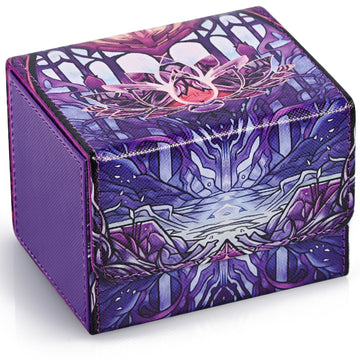 Uaono Deck Box For Mtg Cards, Trading Card Storage Box Holds 120+ Sleeved Commander Deck, Pu Leather Card Box Suits Tcg Magic Cards With 2 Dividers (Violet,Lotus)