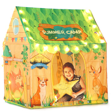 Swehouse Kids Indoor And Outdoor Play Tents For Boys And Girls Toys Children Indoor Playhouse, Gifts For Christmas Birthday (Forest House Tent With Lights)