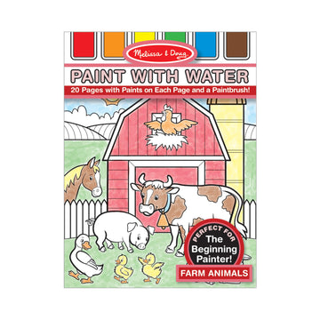 Melissa & Doug Paint With Water - Farm Animals, 20 Perforated Pages, Spillproof Palettes