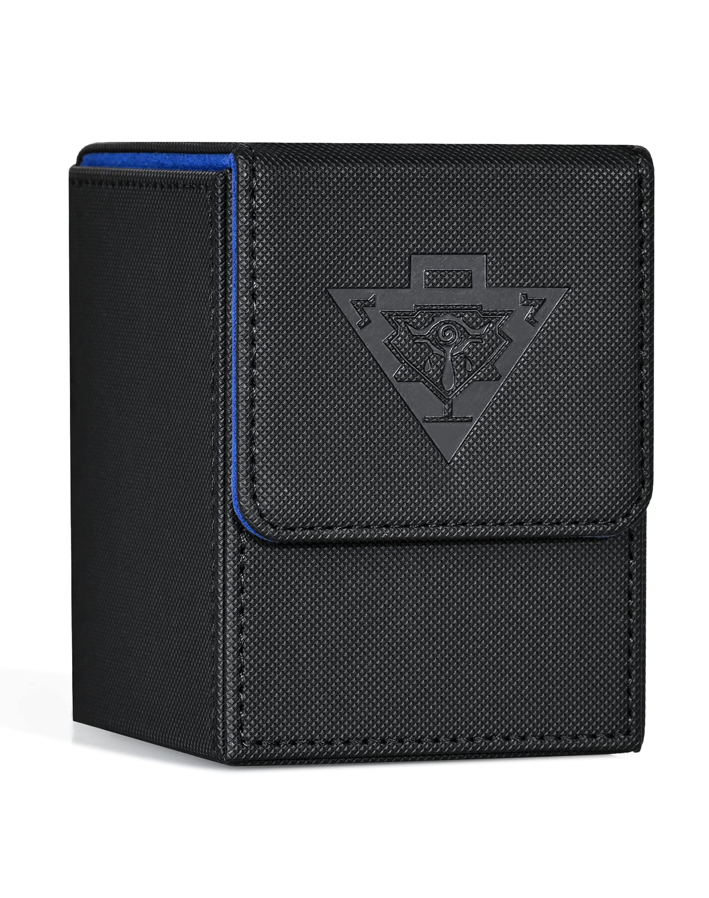 Zlca Deck Box For Mtg Yugioh Tcg, Storage Box With Dividers Holds 100+ Sleeved, Premium Deck Case Compatible With Ccg Trading Cards (Black&Blue,Puzzle)