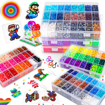 FUNZBO 15000+ 5mm Fuse Beads Kit - 72 Colors | 66 Patterns, Christmas Arts and Crafts for Kids, Art Decorations for Room, Christ