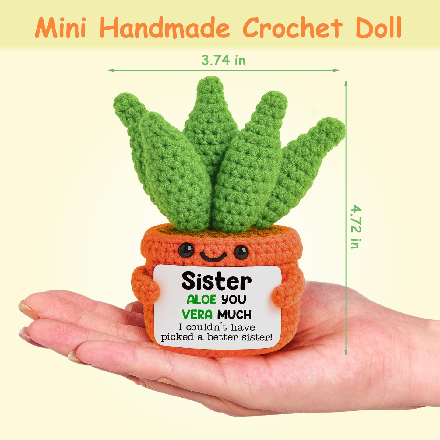Gifts For Sister Mothers Day Positive Crochet Aloe Vera Emotional Cheer Support Crochet Mini Handmade Birthday Gift For Sister G