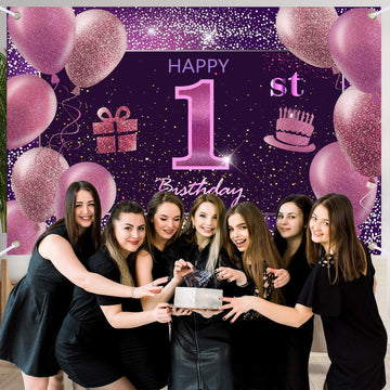 1St Birthday Decorations For Girls Imisi Happy Birthday Banner Pink Decorations For A Party Birthday Backdrop For Women